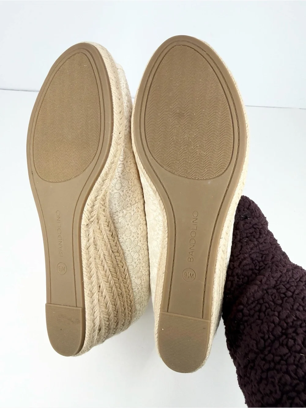 Bandolino Women's Nuri Peep Toe Espadrille Wedges Cream Floral Size 9.5M